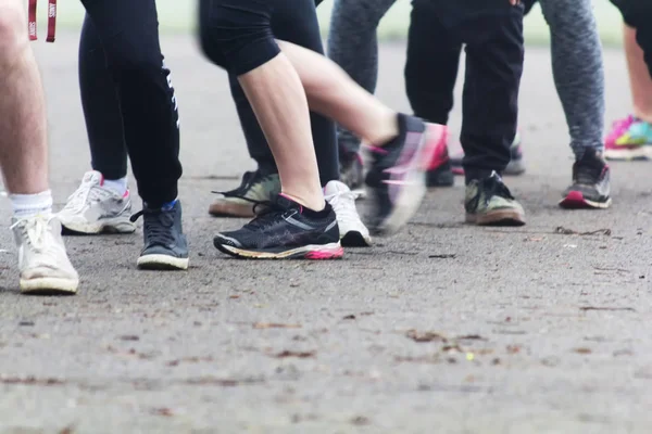 People doing keep fit exercise in park