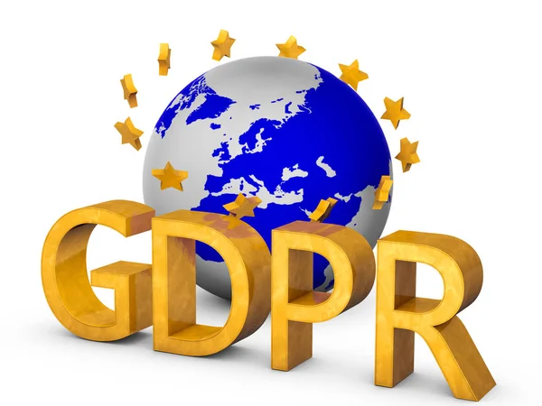 Golden Gdpr Concepto Aislado Blanco Con Globo Unión Europea Oro —  Fotos de Stock