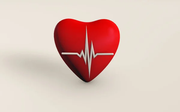 Una Forma Roja Del Corazón Con Signo Pulso Aislado Concepto Imagen de stock