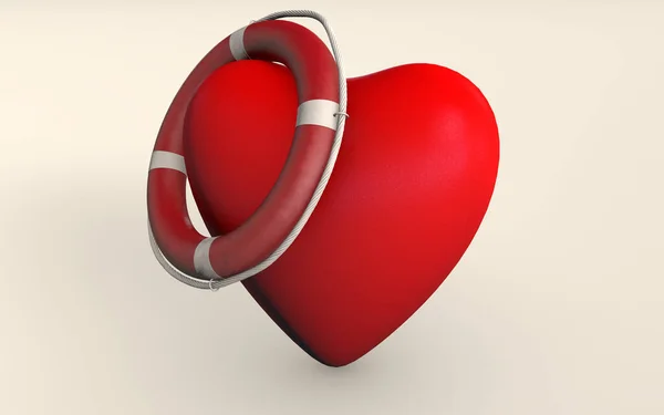 Un corazón con soporte de rescate 3d renderizado aislado — Foto de Stock