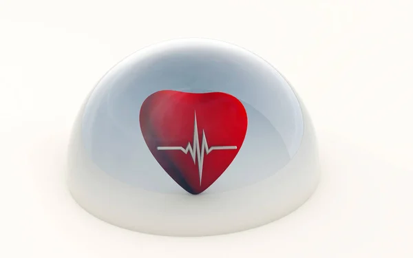 Rendering Beating Heart Protected Dome Isolated White — Stock Photo, Image
