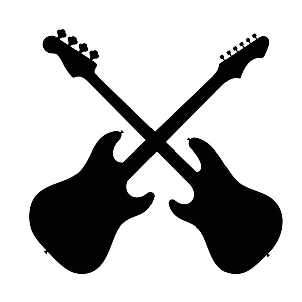 Silhouet van twee gitaren. — Stockvector