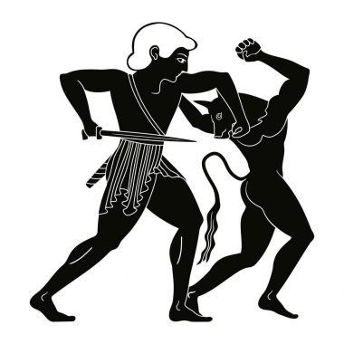 Theseus minotaur öldürür.