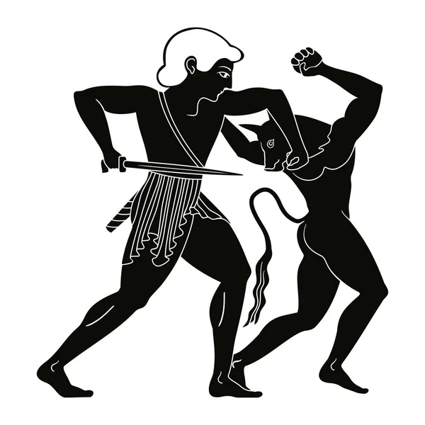 Theseus minotaur öldürür. — Stok Vektör