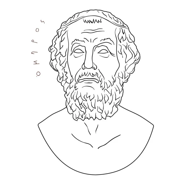 Bust of the Greek poet Homer. — Stock Vector