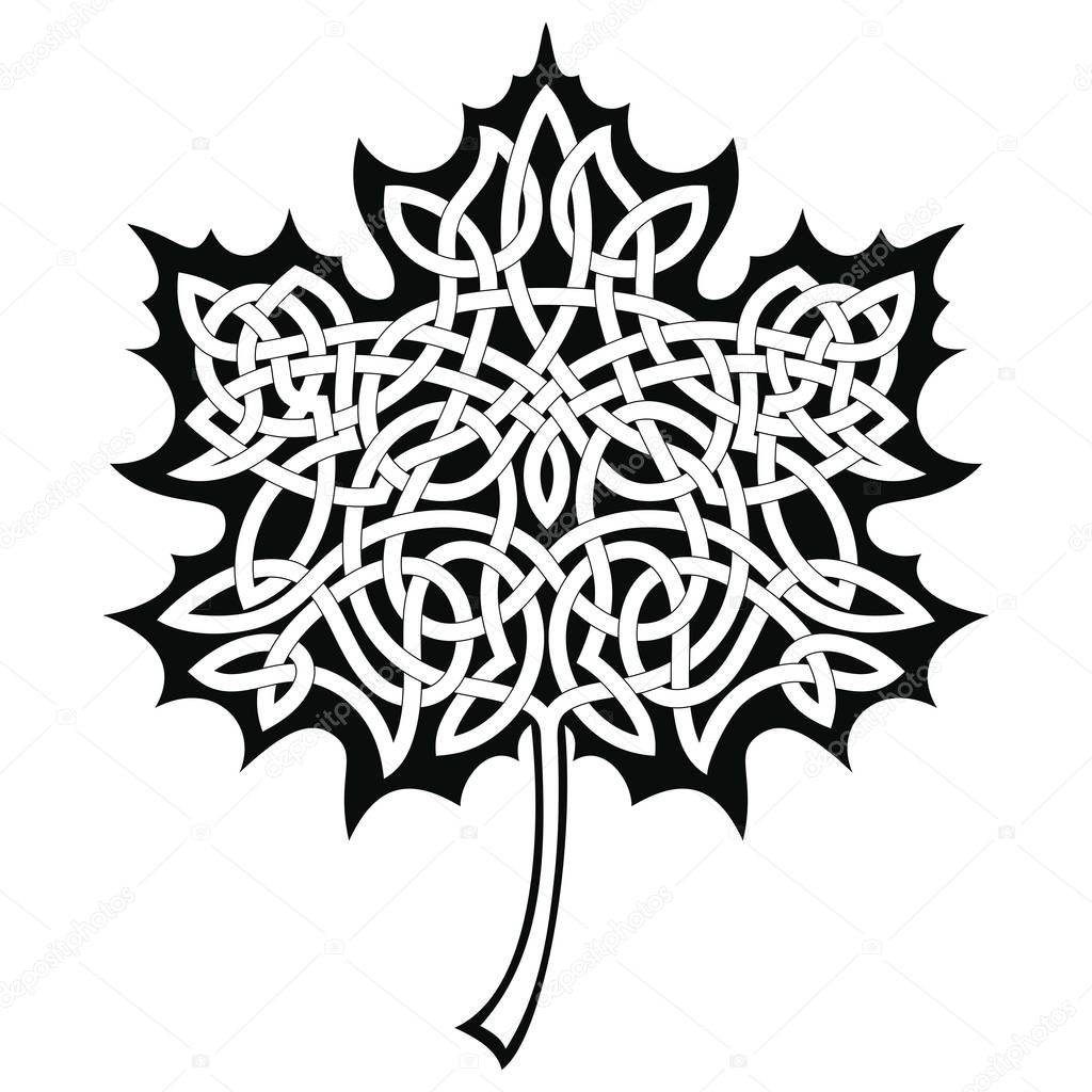 Maple leaf with Celtic ornament.