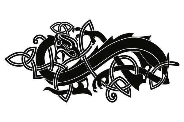 Celtic två-headed dragon. — Stock vektor