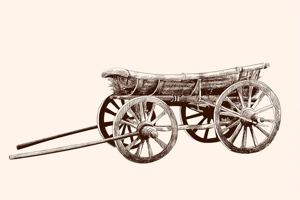 Starý dřevěný vozík. — Stockový vektor