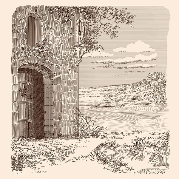 Château et paysage . — Image vectorielle