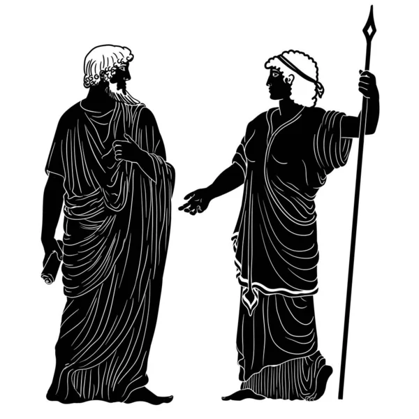 Homme et femme grecs anciens . — Image vectorielle