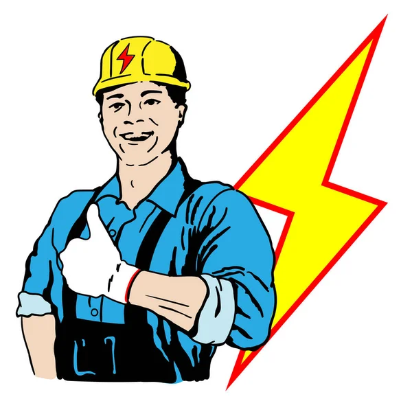 Un electricista hombre . — Vector de stock