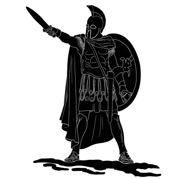 Ancient Greek Warrior. — Stock Vector