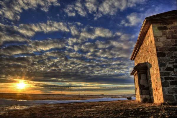Stone House Sunset — Stockfoto