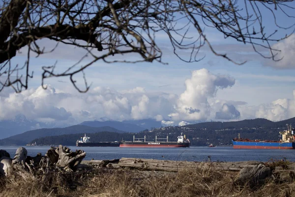 Cargo Ships English Bay — Stock Photo, Image