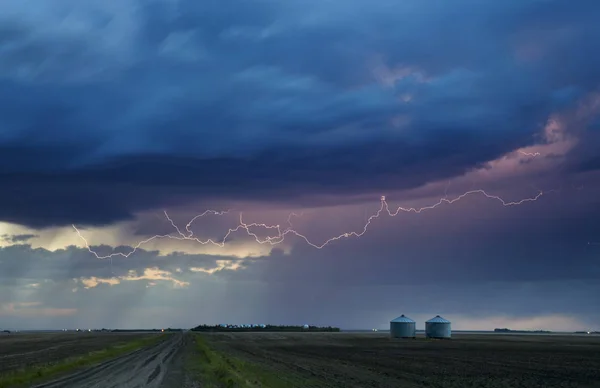 Storm Lightning Rural Canada — Stock Photo, Image