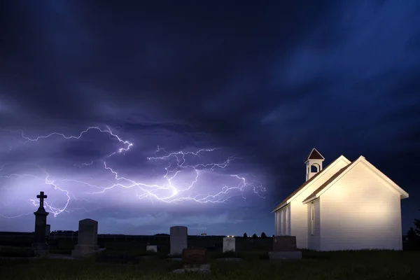 Storm and the Country Church — Stock Photo, Image