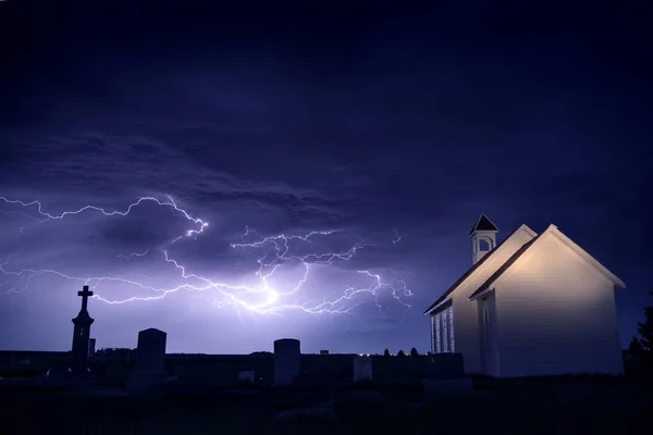 Storm and the Country Church — Stock Photo, Image