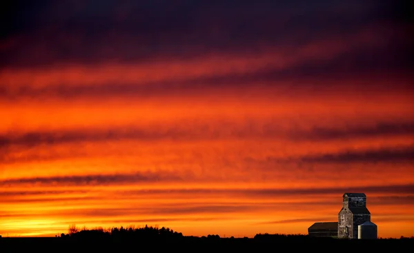 Západ slunce prérie Saskatchewanu — Stock fotografie