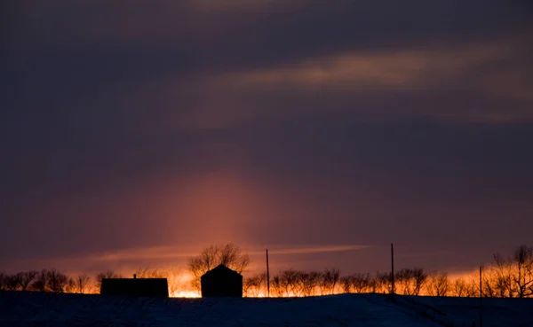 Winter Prairie Sunset — Stock Photo, Image