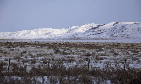 Vinter scen Saskatchewan Badlands — Stockfoto