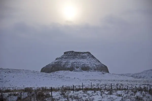 Winter Scene Saskatchewan Badlands — Stock Photo, Image
