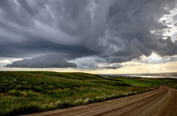 Prairie Storm Canadá Verão Rural Grande Estrutura Saskatchewan — Fotografia de Stock