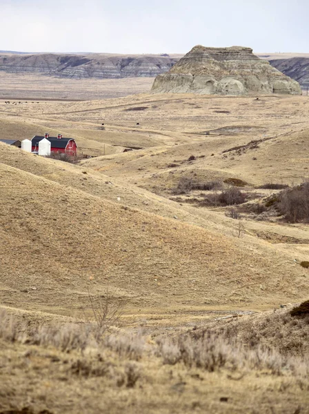 Big Muddy Saskatchewan Prairie Rurual Scene Panorama Badlands — Stockfoto