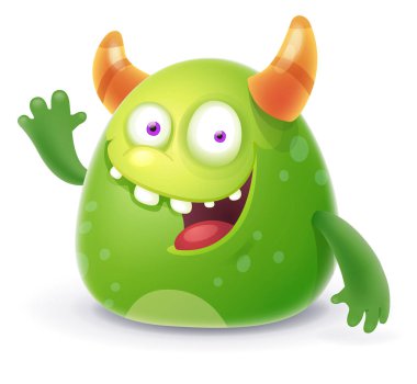 Greeting cute monster clipart