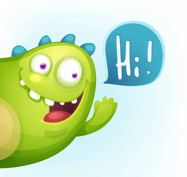 Saludo monstruo lindo — Vector de stock