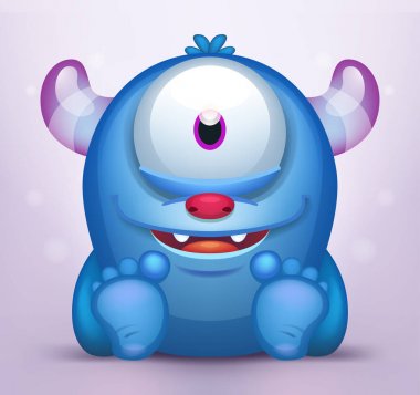 Karikatür canavar bir göz ile 