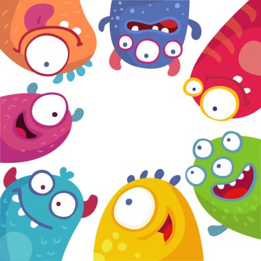 Funny cartoon monsters clipart