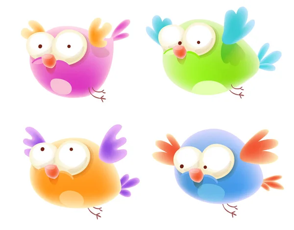 Set of cartoon birds — Stock Vector
