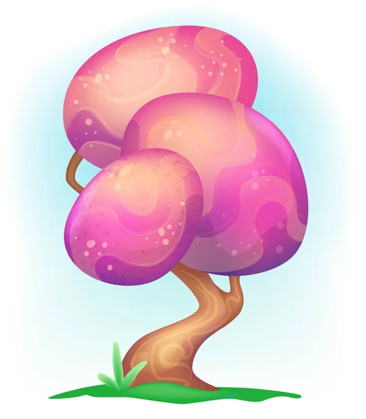 Ροζ tree στο γρασίδι Διανυσματικά Γραφικά