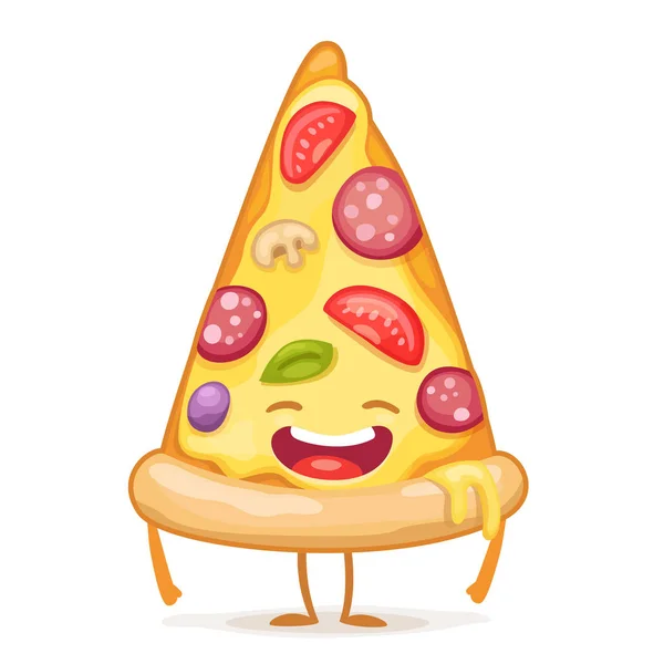 Cartoon Pizza Scheibe Farbe Symbol Vektorillustration — Stockvektor