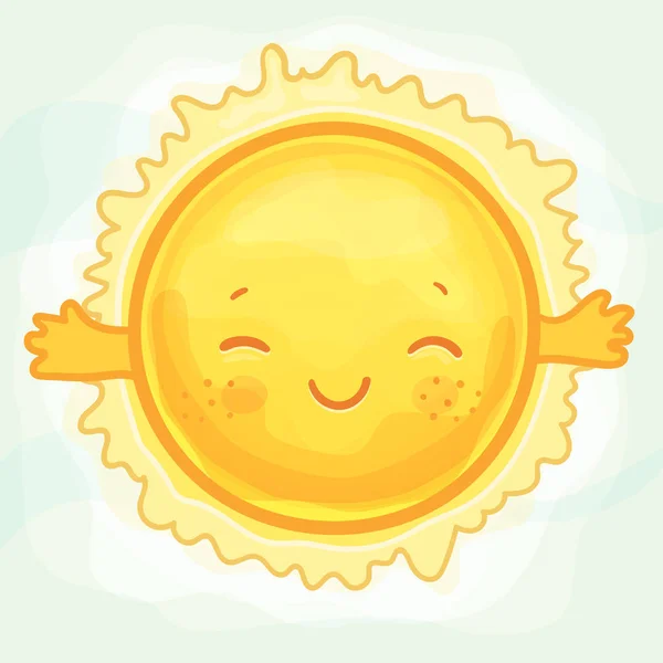 Cute Cartoon Sun Vector Illustration — Stock Vector