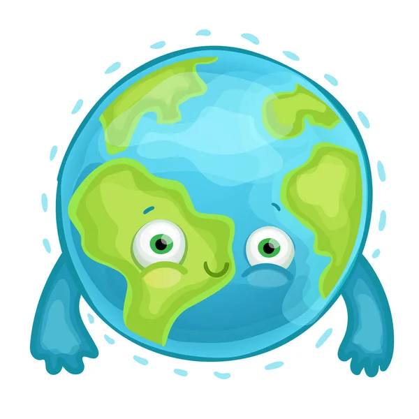 Cute Cartoon Earth Векторная Иллюстрация Лицензионные Стоковые Векторы