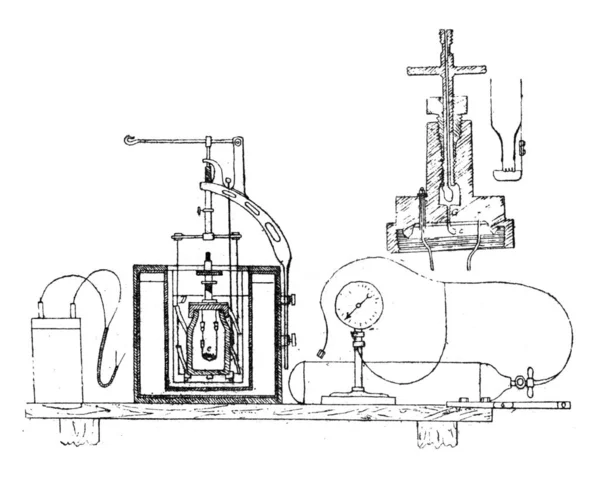 Kalorimetriás bomba Úr Mahler, vintage gravírozás. — Stock Fotó