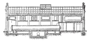 Bölüm boyunca Ef, vintage oyma.