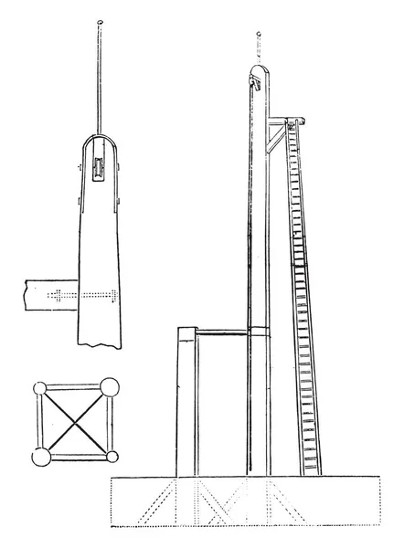 11. Mat conecta pórtico vertical, 12. Cabeza del mástil vertical , — Vector de stock