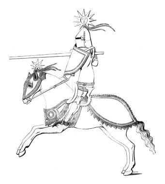 Şövalye Jousting, vintage oyma.