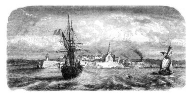 Saint Nazaire, Loire bölümü alt, vintage engra görünümünü