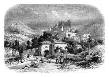 Saint-Bertrand de Comminges, görünümünü vintage oyma.