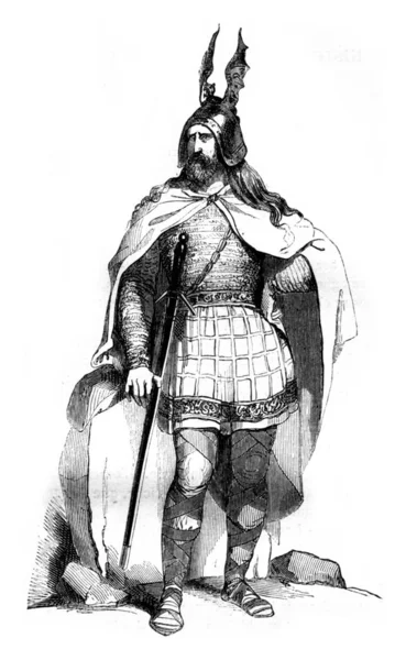 Kostium z galijskim szefa pod panowaniem rzymskim, wykonane z trawy przez W — Zdjęcie stockowe