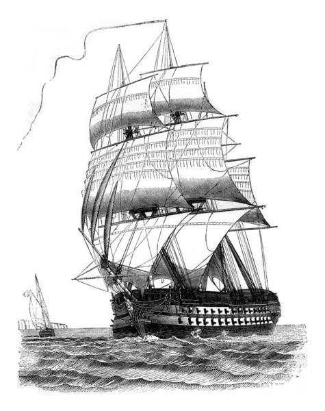 Корабель лінії третього падіння потужності, видимий на стороні порту Деві — стокове фото