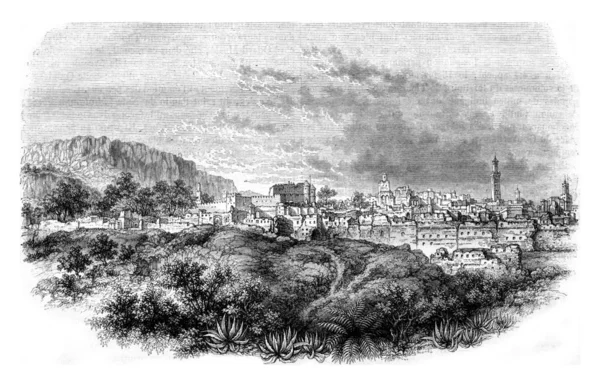 Widok miasta Tlemcen, grawerowanie vintage. — Zdjęcie stockowe