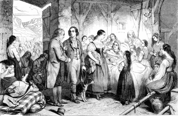 1842 год. Салон Германа и Доротеи, винтажная гравировка . — стоковое фото
