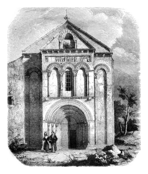Kirche von Loupiac, Departement Gironde, Vintage-Gravur. — Stockfoto