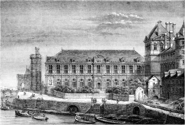 Vista de parte del Louvre a lo largo del Sena, después de los cambios —  Fotos de Stock