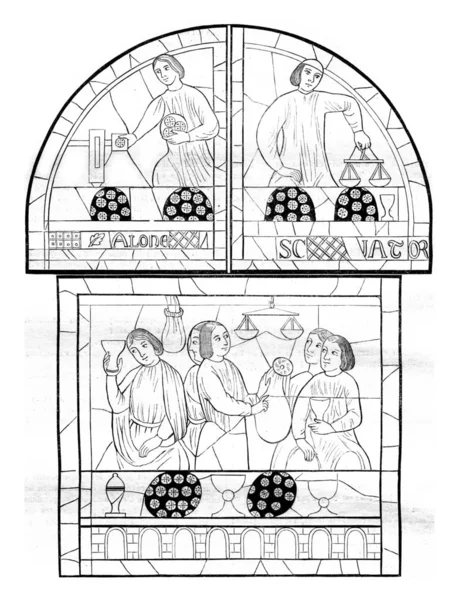 13 世紀、ルの大聖堂のステンド グラスの窓 — ストック写真