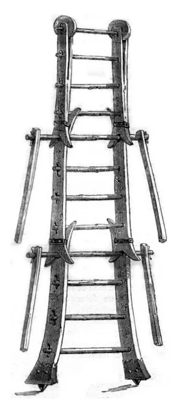Arsenal Genf. Skala, die zum Klettern verwendet wurde, Vintage-Gravur — Stockfoto